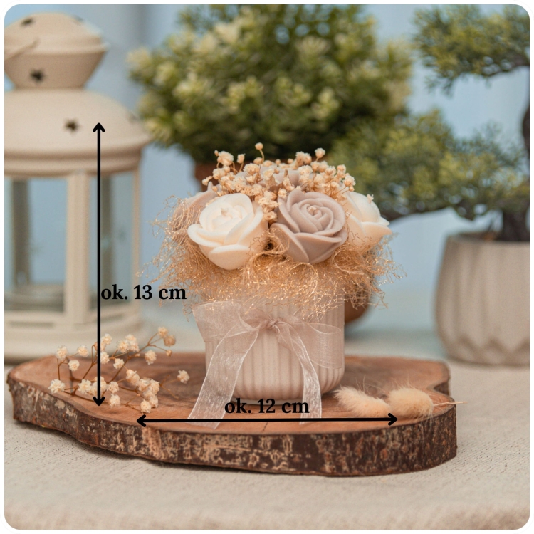 Flower Box Świece Sojowe Beż gips polimerowy wymiary